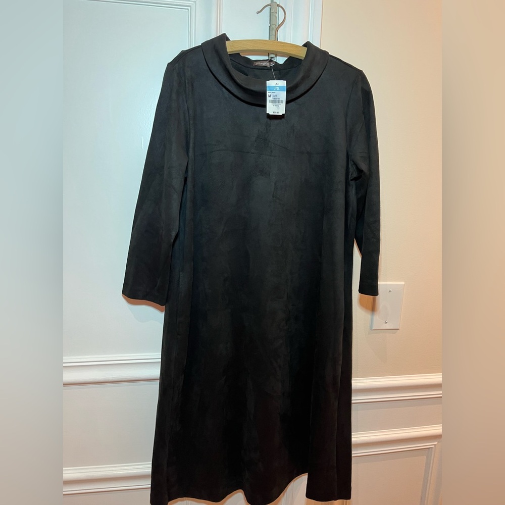 J Mclaughlin Womens Black Turtleneck Long Sleeve Sweater Dress Stretch M